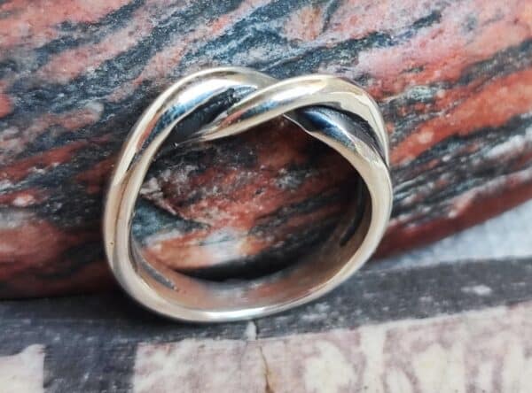 Designer Ring Silber 925 Doppelring gedreht massiv geschwärzt Größe 60