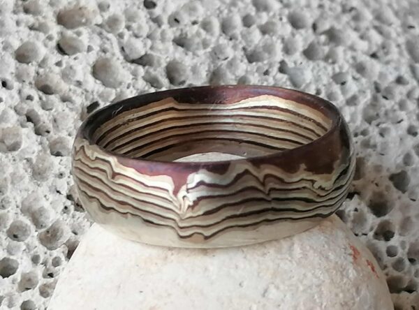 Trauring Mokume gane Ring Silber 925 Shakudo Shibuichi Wellenmuster Unikat
