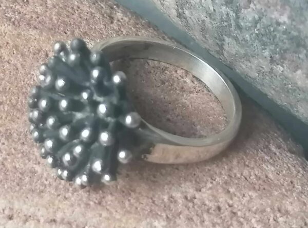 Designer Ring Silber 925 Igel Stachelring geschwärzt 59