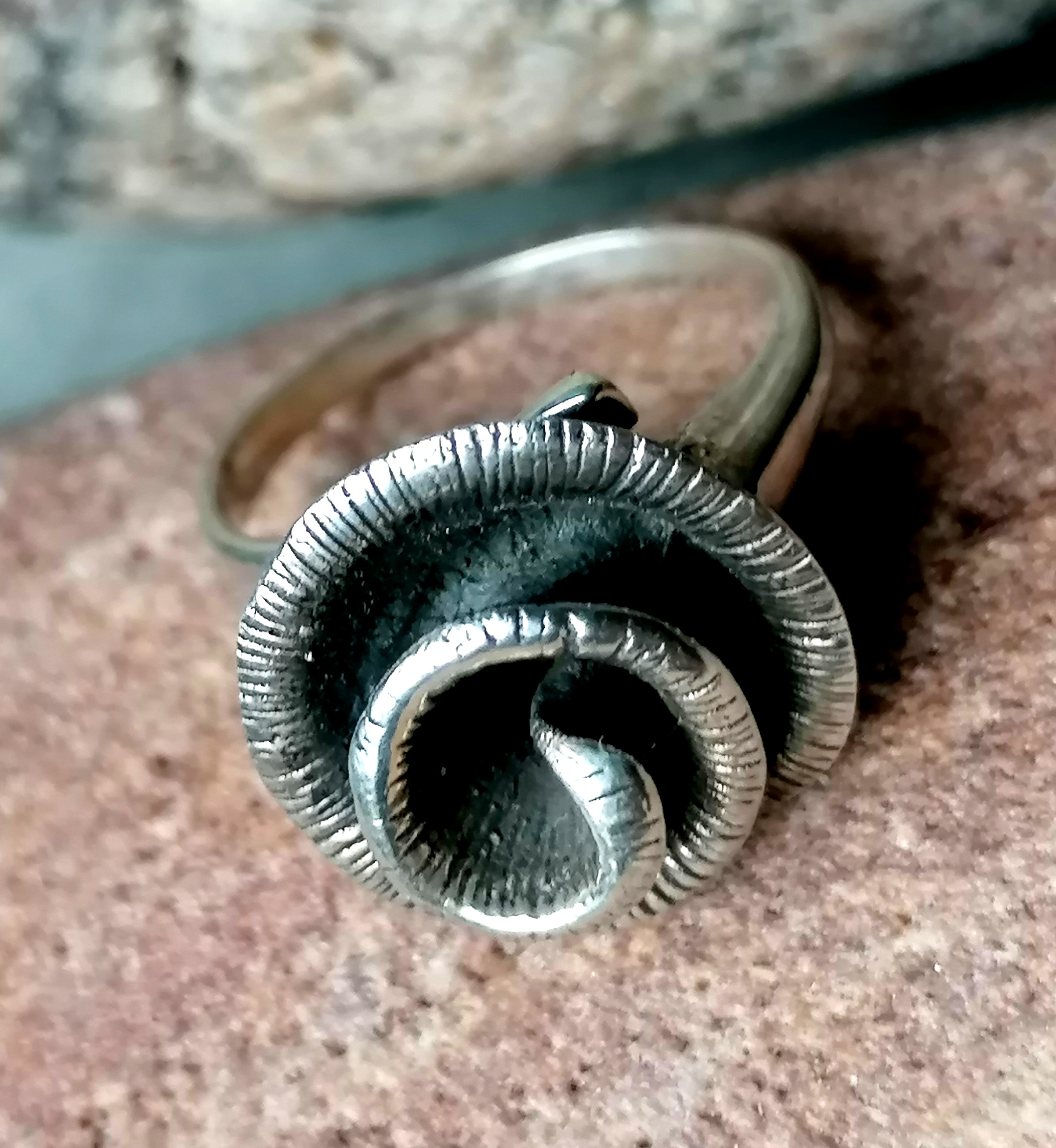 Ring Silber 925 Blume Blüte floral tlw. geschwärzt 54