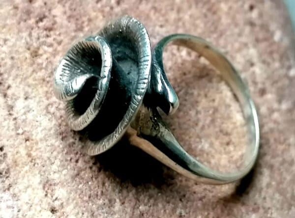 Ring Silber 925 Blume Blüte floral tlw. geschwärzt 54