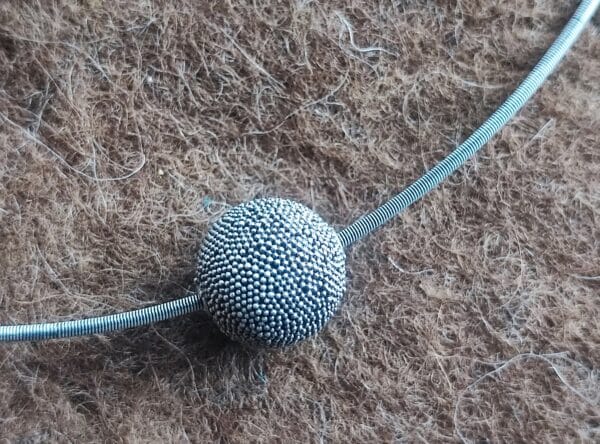 Anhänger Silber 925 Kugel granuliert Halsreif Spiralreif 45 cm