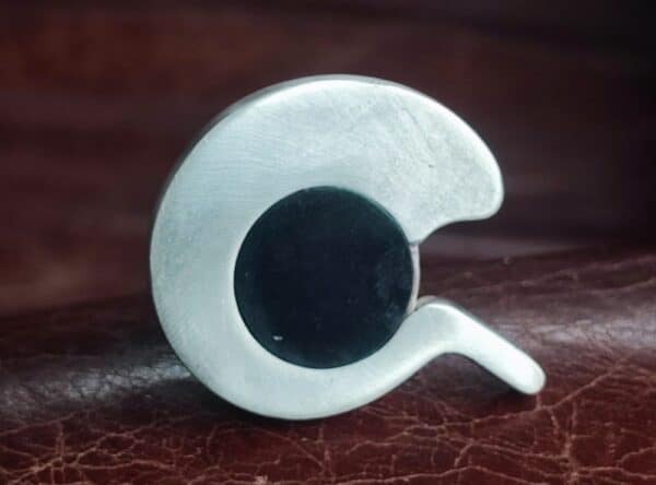 Unikat Ring Silber 925 grosse Fläche organisch matt Onyx 56