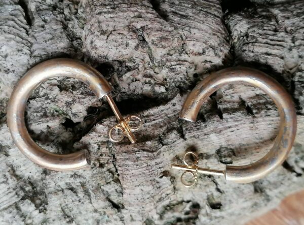 3/4 Creolen Unikat Mokume Gane Gold 900 Platin 950 Steckermechanik Mokumegane