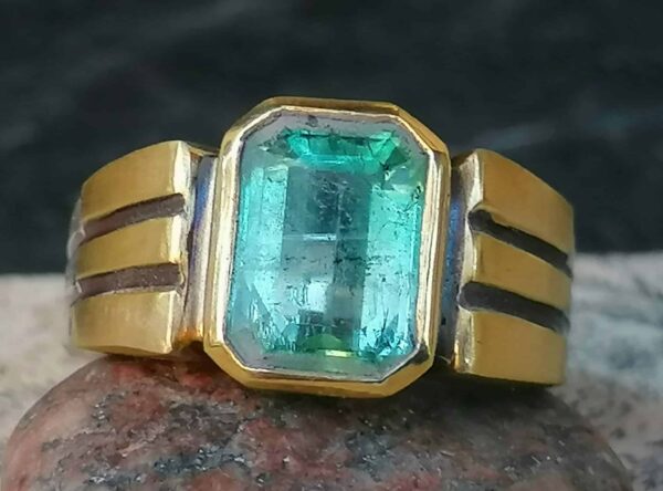 Unikat Ring Gold 900 Silber 925 Smaragd Größe 60 Kolumbien Emerald