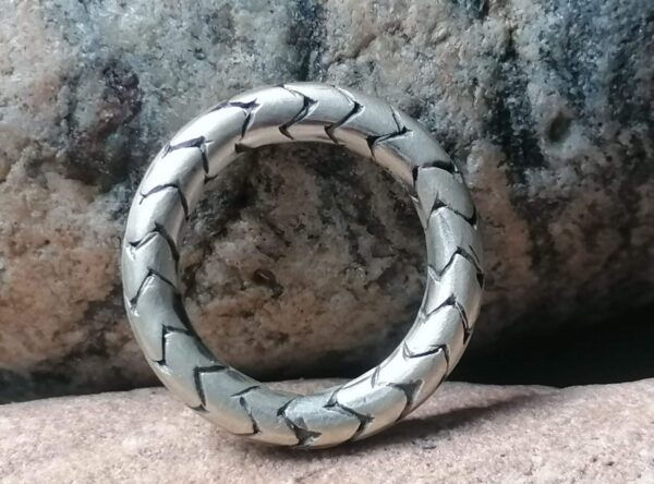 schlichter Unikat Ring Silber 925 Schuppen Echsenring matt runde Schiene 55