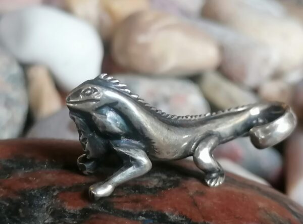 Leguan Skulptur Anhänger Silber 925