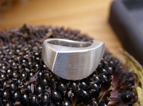 Designer Ring Silber 925 Fläche geschwungen matt