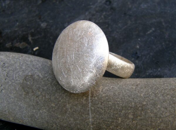 Designer Ring Silber 925 eismattiert Kreis Linse