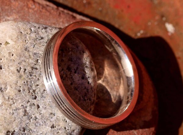 schlichter Designer Ring Silber 925 matt  3 Rillen poliert