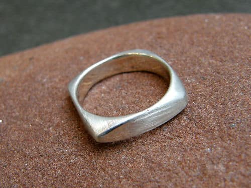 Designer Ring Silber 925 Viereck matt