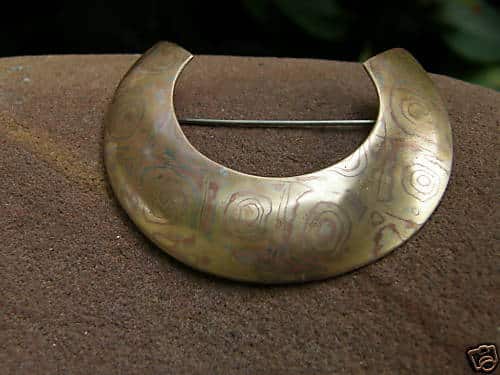 Brosche Mokume Gane Kupfer Messing Neusilber Silber 925