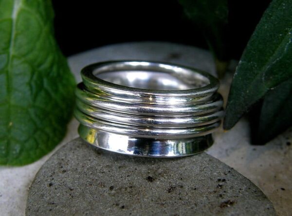 Designer Ring 55 Silber 925 geschmiedet Klingelring Spinnerring 51