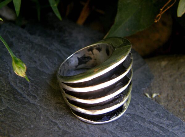 Designer Ring Silber 925 tlw. geschwärzt 5 Rippen