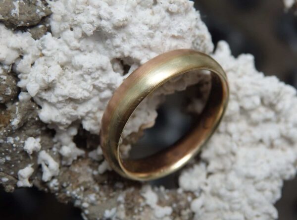 Unikat Ring Mokume Gane Gold 585 rot grün 58
