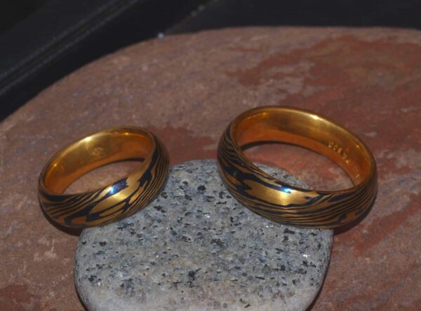 Trauringe Mokume Gane Gold 900 Palladium 500