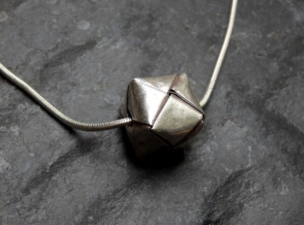 Designer Kette Silber 925 Anhänger Würfel gefaltet