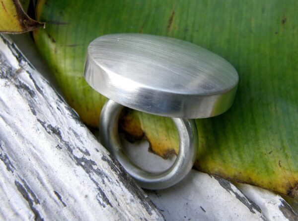 Designer Ring Silber 925 mattiert Kreis matt 52