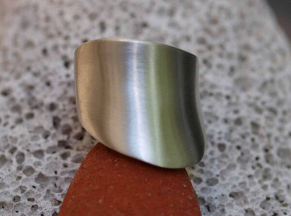 schlichter Designer Ring Silber 925 massiv schräg 57