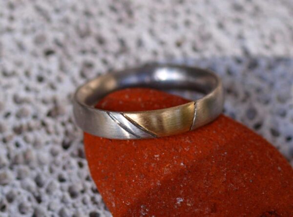 Unikat Ring Platin 950 Gold 750 Kontur geschwärzt